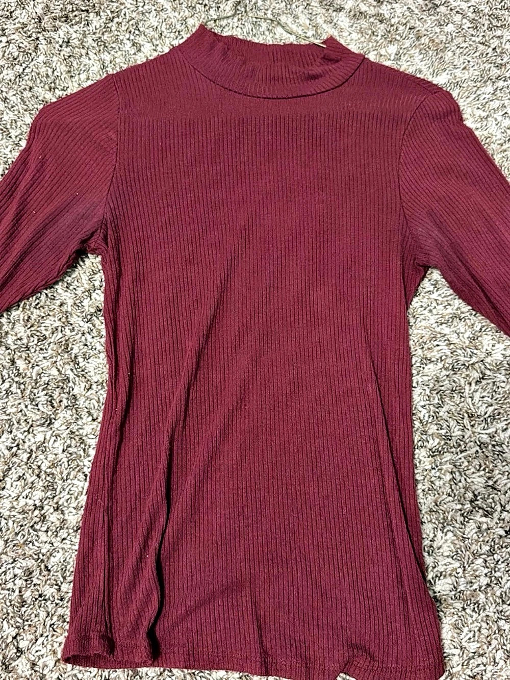 Women's Burgundy Ribbed Mock Neck Top